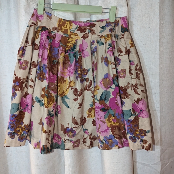 Corey Lynn Calter Dresses & Skirts - Silk Floral Romantic Slight Bubble Hem Skirt Pockets Anthropologie